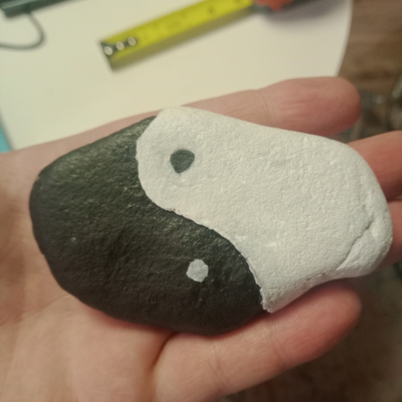 Ying-yang Hand-painted Rock Art Stone Art Rock Art - Picture 2 of 2